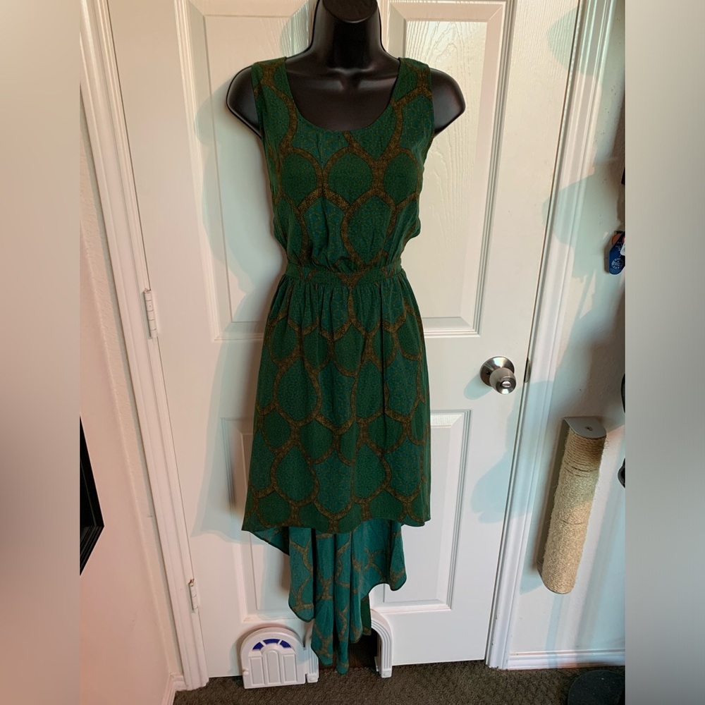 Green high-low dress with side cutouts